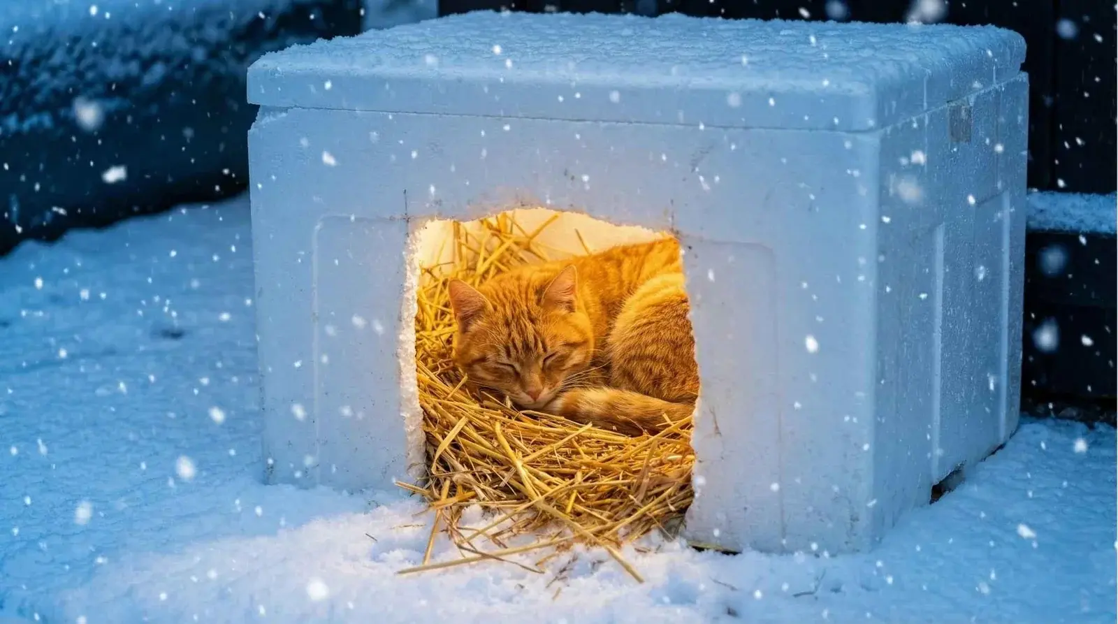 Sokak hayvanları için strafor kedi evi