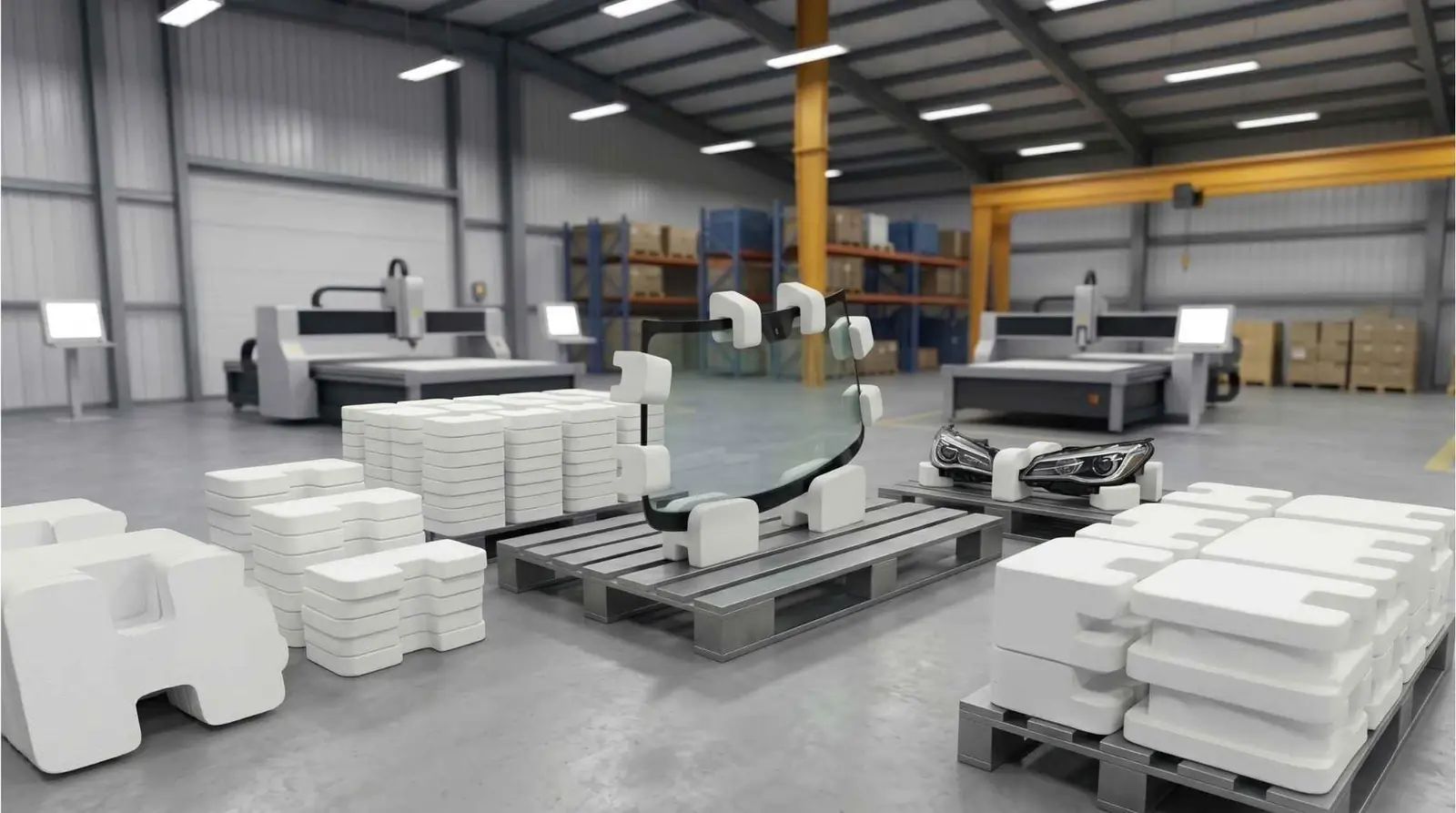 Oto camı ve otomotiv parça ihracatı için 2D CNC özel kesim EPS strafor seperatör